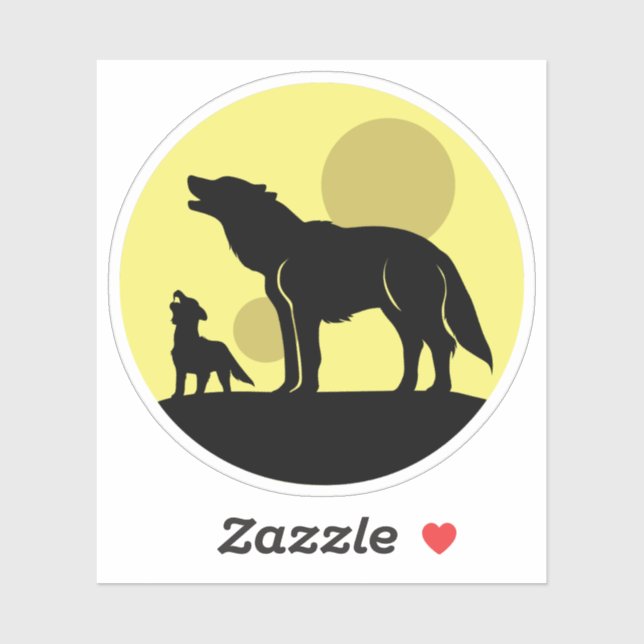 Mutter und Wolf Pup Aufkleber (Blatt)