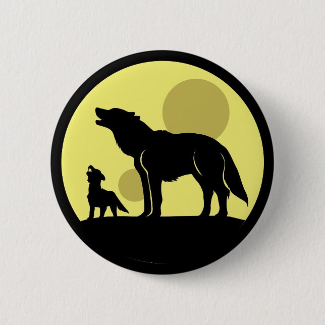 Mutter und Wolf Pup Button (Vorderseite)