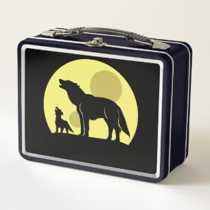 Mutter und Wolf Pup Metall Brotdose