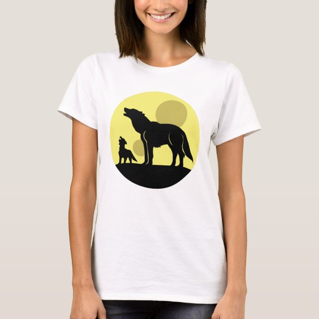 Mutter und Wolf Pup T-Shirt (Vorderseite)