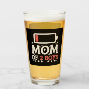 Mutter von 2 Jungen, niedriger Akku, lustiger Mutt Glas