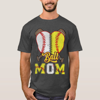 Mutter von Beidem Ball Mom Halb Softball Halb Base T-Shirt