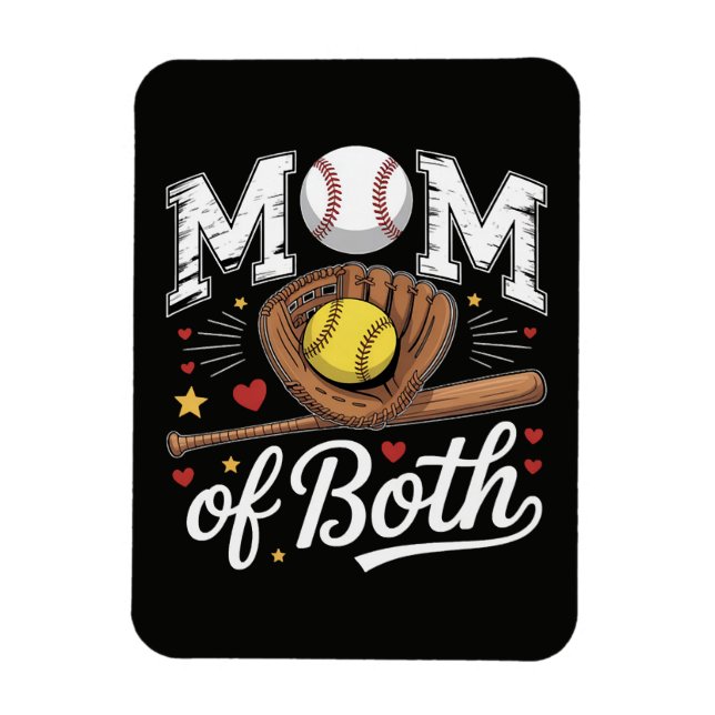 Mutter von beiden Game Day Baseball Softball  Magnet (Vertikal)
