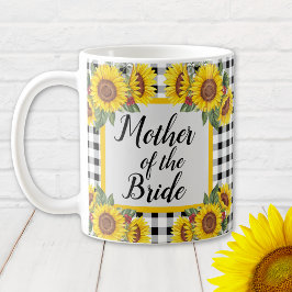 Mutter von Bride Personalisiert Gingham Sunflowers Kaffeetasse