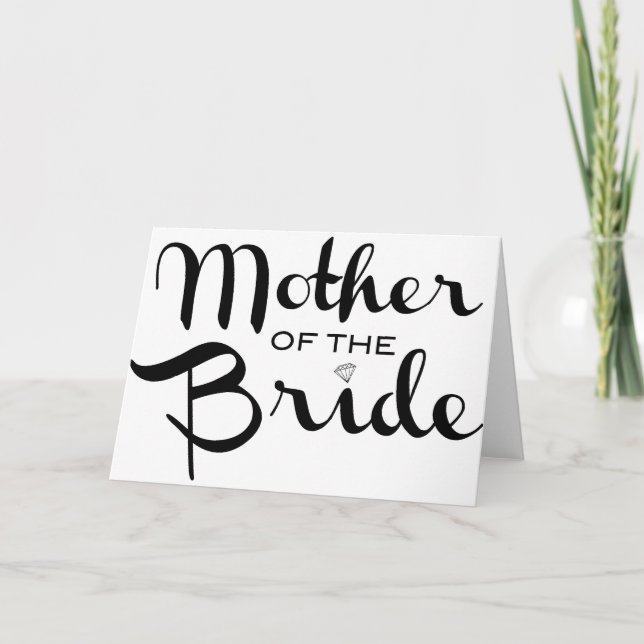 Mutter von Bride Retro Script Black auf Weiß Karte (Vorderseite)