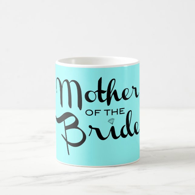 Mutter von Bride Retro Script Black on Aqua Tasse (Mittel)