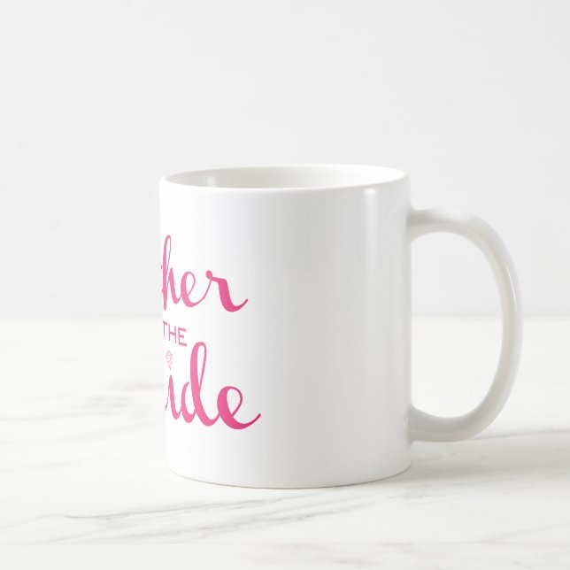 Mutter von Bride Retro Script Hot Pink On White Kaffeetasse (Rechts)