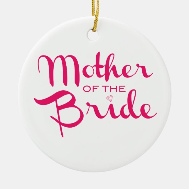 Mutter von Bride Retro Script Hot Pink On White Keramikornament (Vorne)