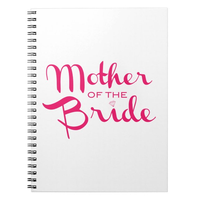 Mutter von Bride Retro Script Hot Pink On White Notizblock (Vorderseite)