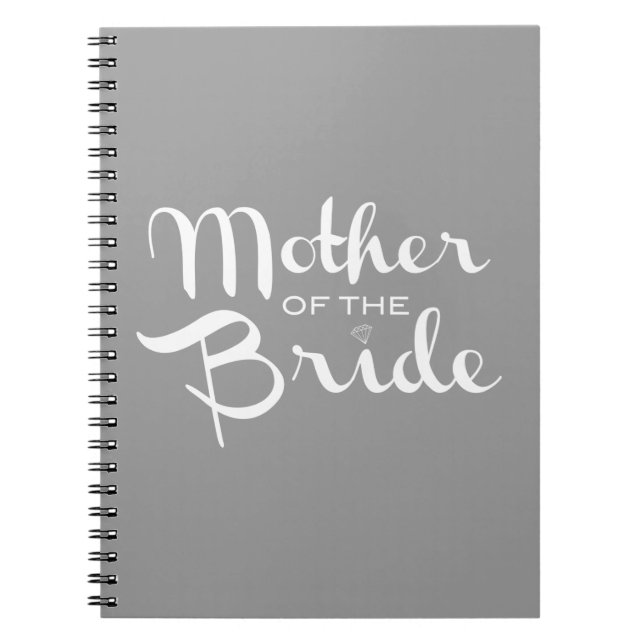 Mutter von Bride Retro Script White auf Gray Notizblock (Vorderseite)