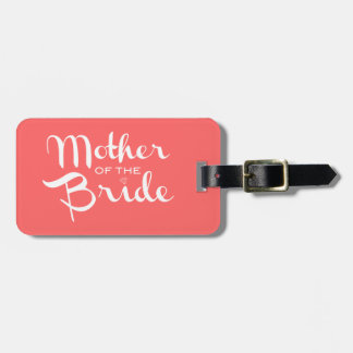 Mutter von Bride Retro Script White auf Peach Gepäckanhänger