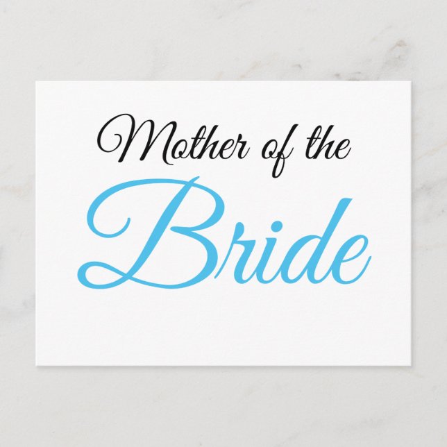 Mutter von Bride Script Blue Postkarte (Vorderseite)