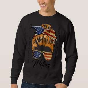 Mutter von Choice Pro Wahl Messy Bun US Flag Frau Sweatshirt