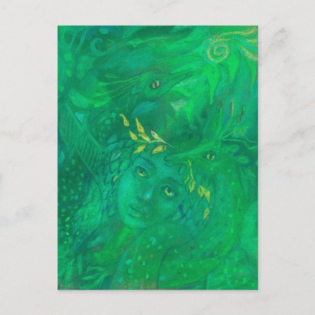 Mutter von Dragons Goddess Fantasy Surreal Malerei Postkarte (Vorderseite)
