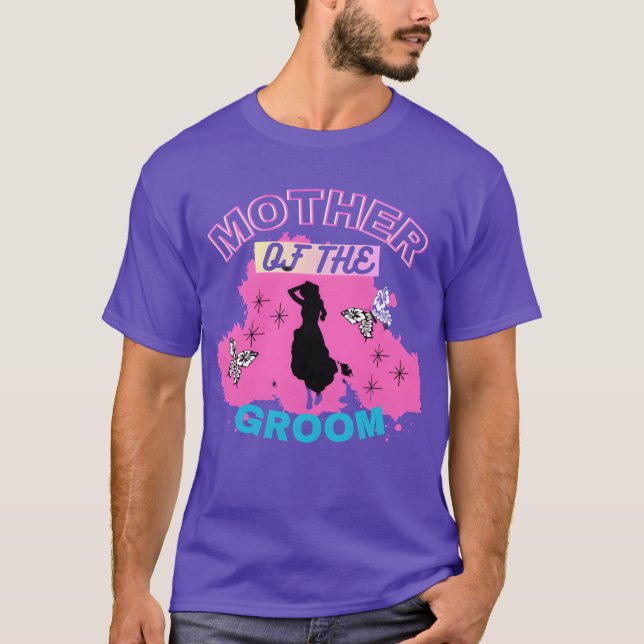 Mutter von Groom Pink Blue Modern Mama Junge T-Shirt (Vorderseite)