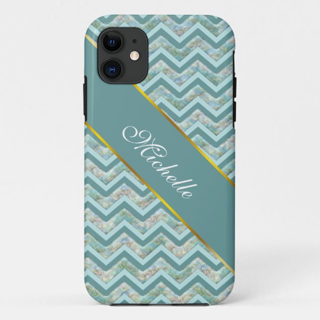 Mutter von Pearl Aquamarin ZigZag Case-Mate iPhone Hülle (Rückseite)