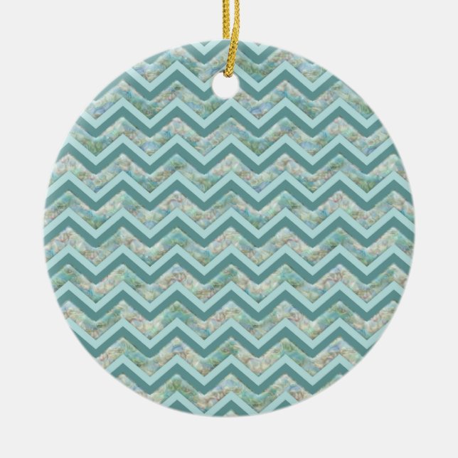 Mutter von Pearl Aquamarin ZigZag Keramik Ornament (Vorne)