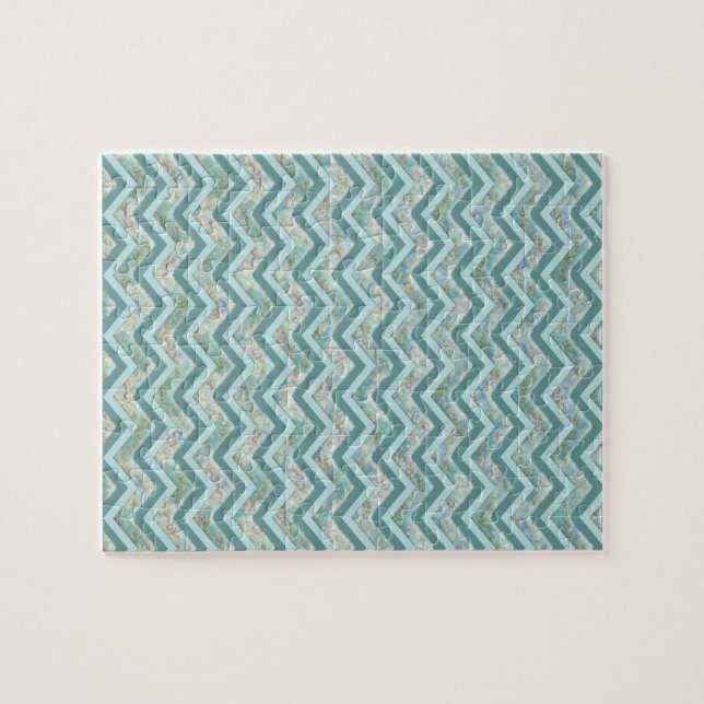 Mutter von Pearl Aquamarin ZigZag Puzzle (Horizontal)
