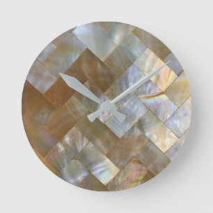 Mutter von Pearl Capiz Weave Runde Wanduhr