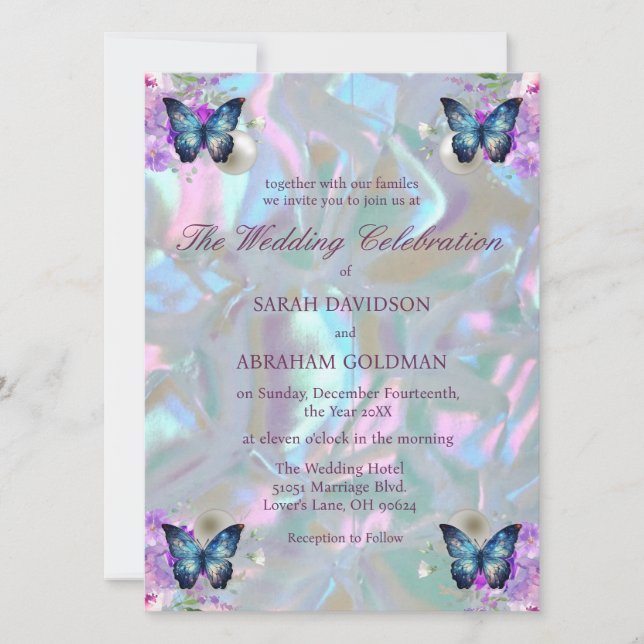 Mutter von Pearl Iridescent Elegant Wedding Einladung (Vorderseite)