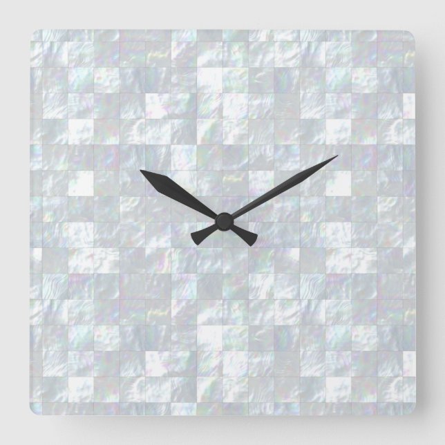 Mutter von Pearl Mosaic Quadratische Wanduhr (Vorderseite)