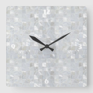 MUTTER VON PEARL PRINT White Quadratische Wanduhr