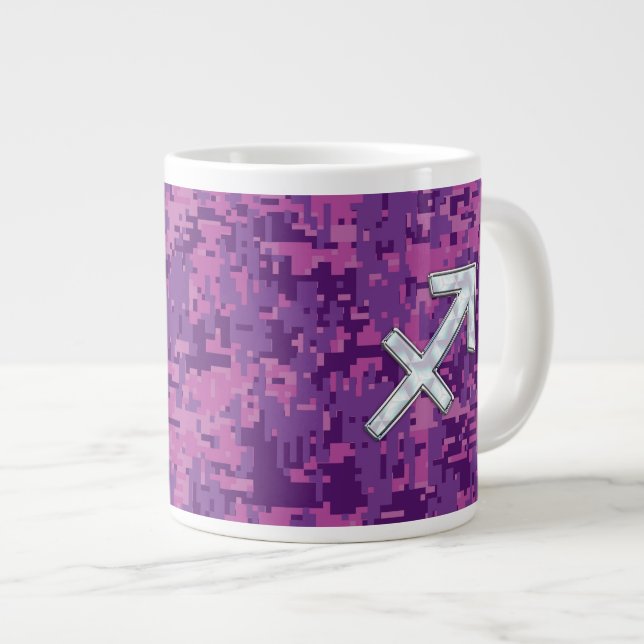 Mutter von Pearl Sagittarius Symbol Fuchsia Camouf Jumbo-Tasse (Vorderseite Rechts)