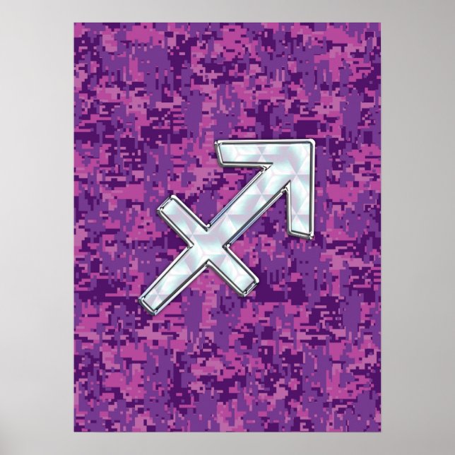Mutter von Pearl Sagittarius Symbol Fuchsia Camouf Poster (Vorne)