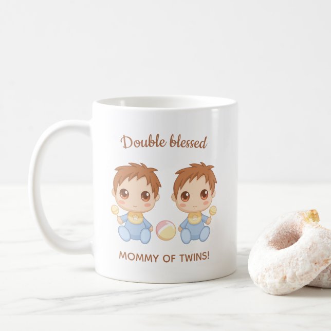 Mutter von Twins Baby Boys Kaffeetasse (Mit Donut)