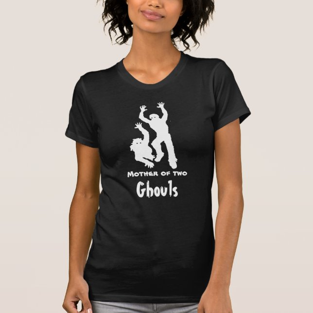 Mutter von zwei Ghouls Funny Mama Halloween Shirt (Vorderseite)