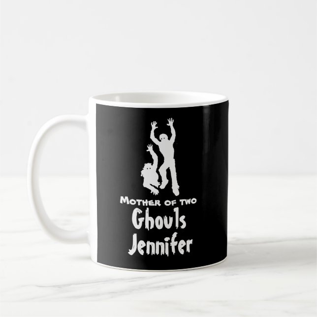 Mutter von zwei Ghouls Funny Mama Halloween Tasse (Links)