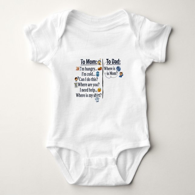 Mutter vs Vater Erziehungs Vergleich Baby Strampler (Vorderseite)