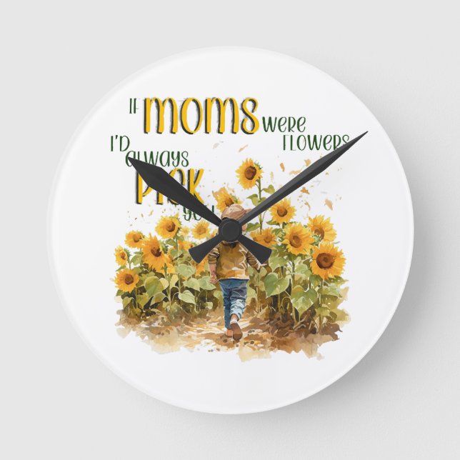 Mütter waren Blume Runde Wanduhr (Vorderseite)