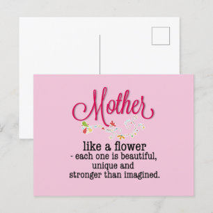 Mutter wie eine Blume, jede ist wunderschön Postkarte