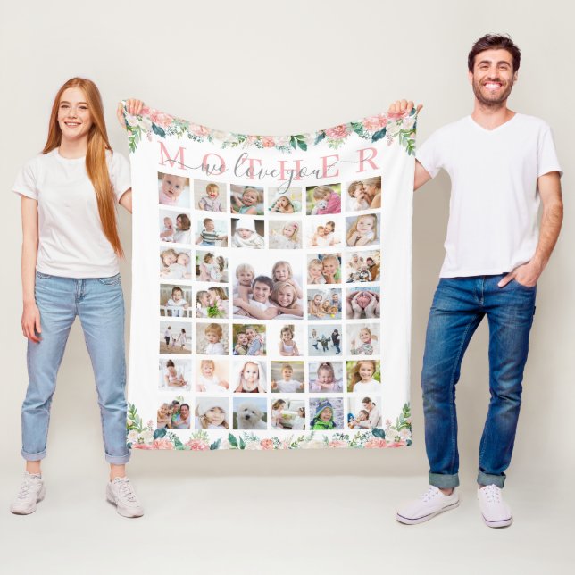 Mutter wir Liebe Sie 39 Foto handgeschriebene Blum Fleecedecke (Beispiel)