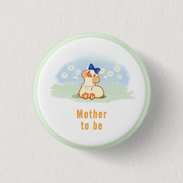 Mutter Wird Bald Silly Goose Daisy Flower Babypart Button (Vorderseite)