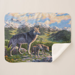 Mutter Wolf & Welpen Bergflusstal Sherpadecke