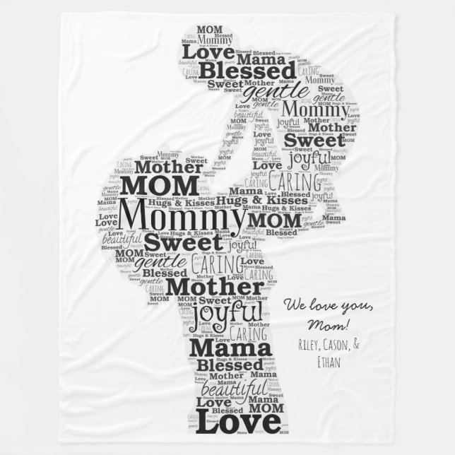 Mutter Word Art Fleecedecke (Vorderseite)