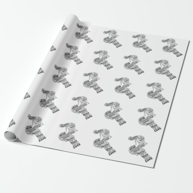 Mutter Word Art Geschenkpapier (Ungerollt)