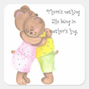 Mutterbär und ihre Käfer Liebe anzeigen Quadratischer Aufkleber
