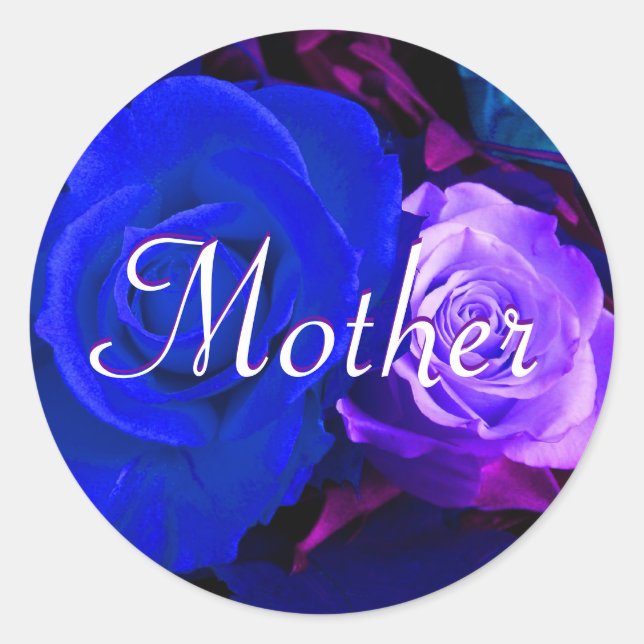 Mutterblaue Lila Rose Aufkleber (Vorderseite)