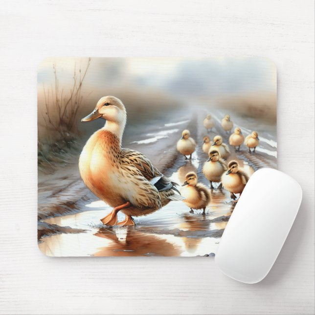 Mutterduck mit Ducklein Mousepad (Mit Mouse)