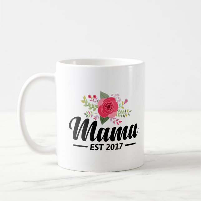 Mutteren-Tassen-Mutter Est 2017 mit schöner Blume Kaffeetasse (Links)