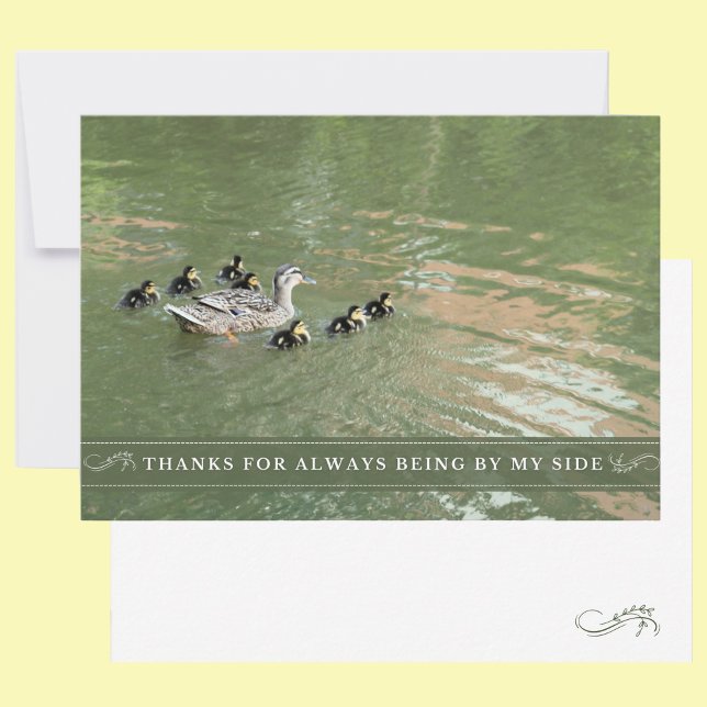 Mutterente und Entenlings von meiner Seite flach Dankeskarte (A nature flat thank you card featuring a mother duck and her ducklings.)