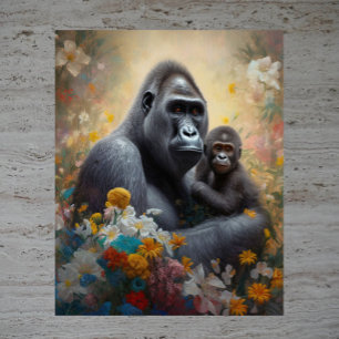 Mutterfarbene Liebe - AI-Image der Gorilla-Mama Poster