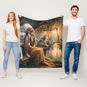 Mutterfrau reflektiert durch den Dämmersee Fleecedecke