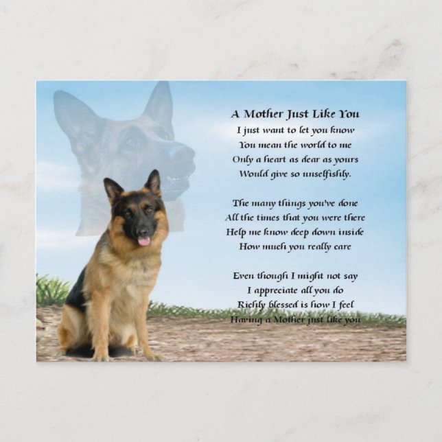 Muttergedicht - Deutscher Schäferhund Postkarte (Vorderseite)