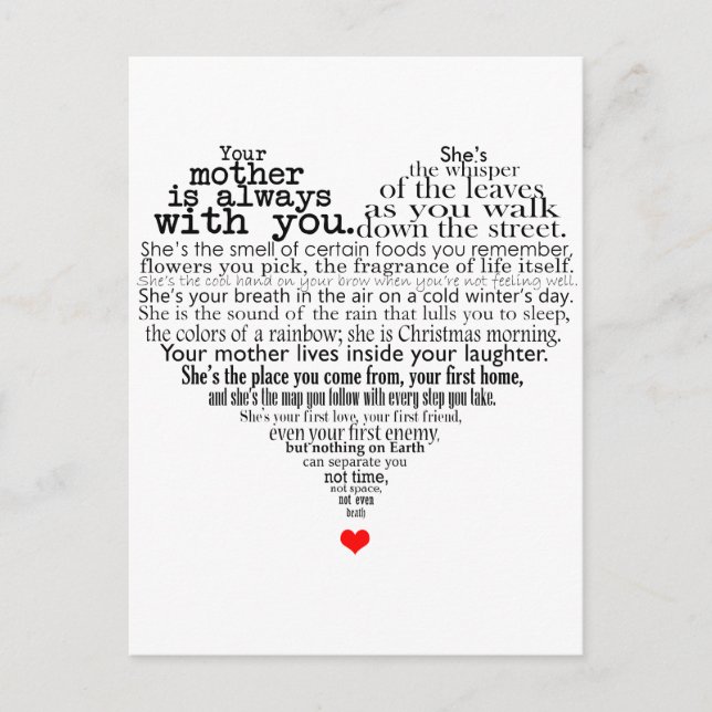 Muttergedicht Postkarte (Vorderseite)