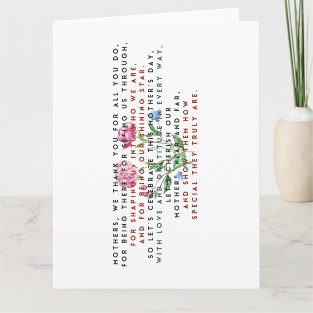 Muttergedicht und Blume Dankeskarte (Vorderseite)