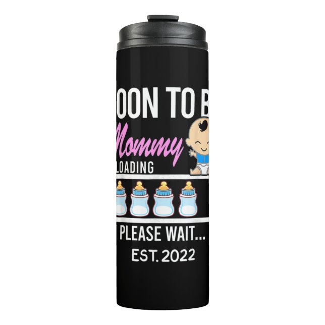 Muttergeschenk | Bald wird Mommy 2022 Thermosbecher (Vorderseite)